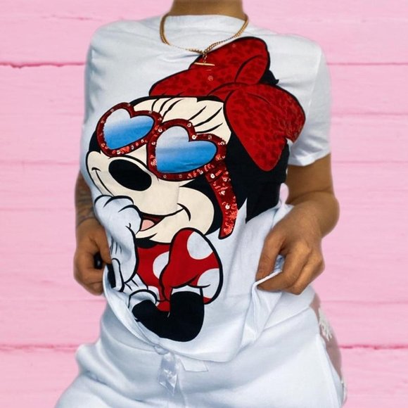 ZARA DISNEY MINNIE MOUSE SEQUINS T-SHIRT TOP - Picture 1 of 10